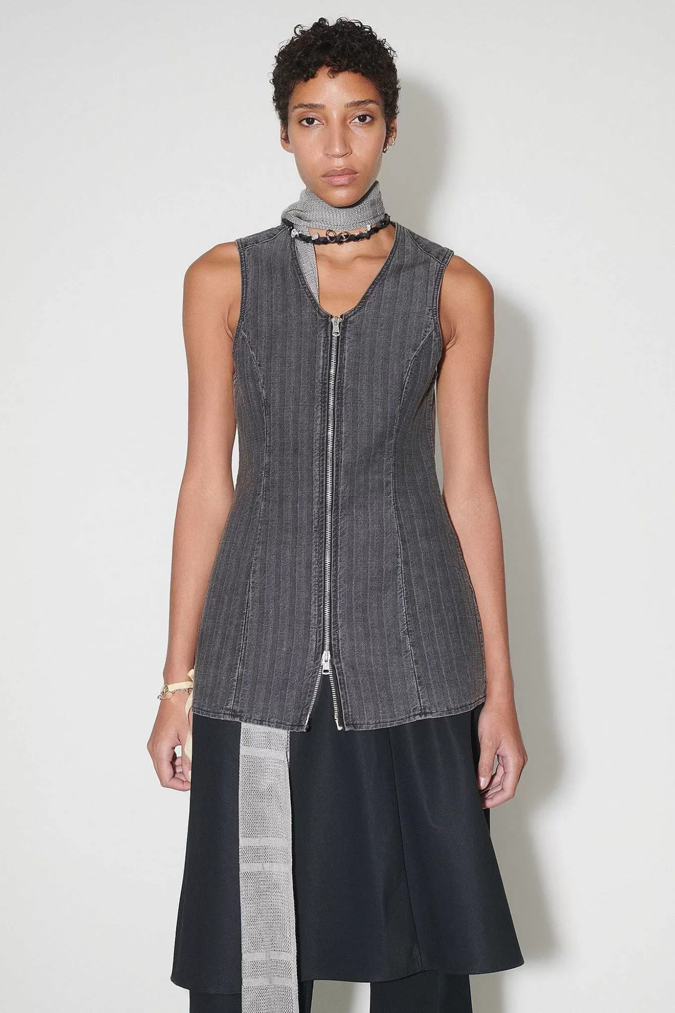 Our Legacy Blast | Biker Zip Vast Tvattad Gra Torino Stripe