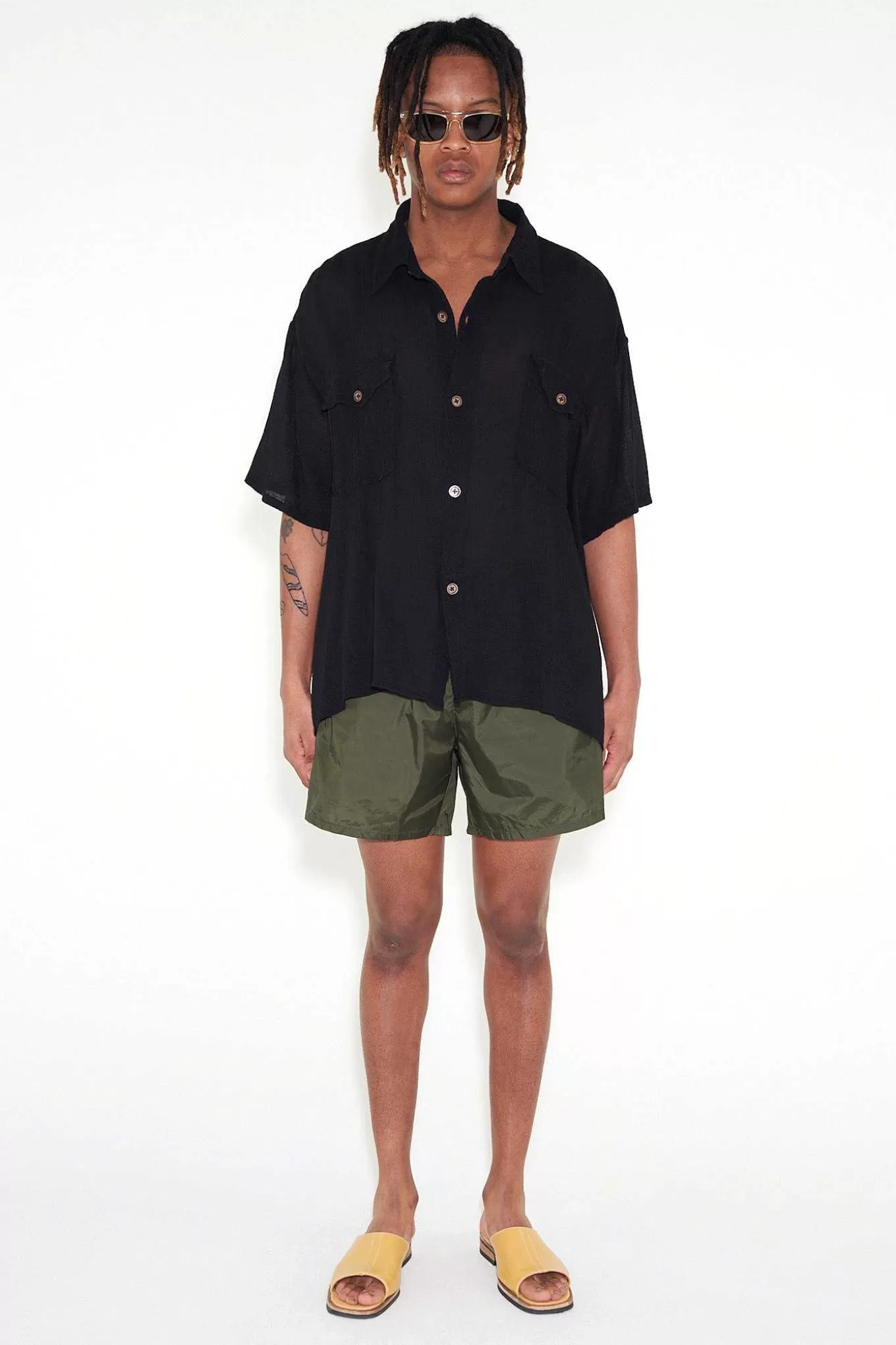 Our Legacy Shorts | Drape Tech Trunks Dark Olive