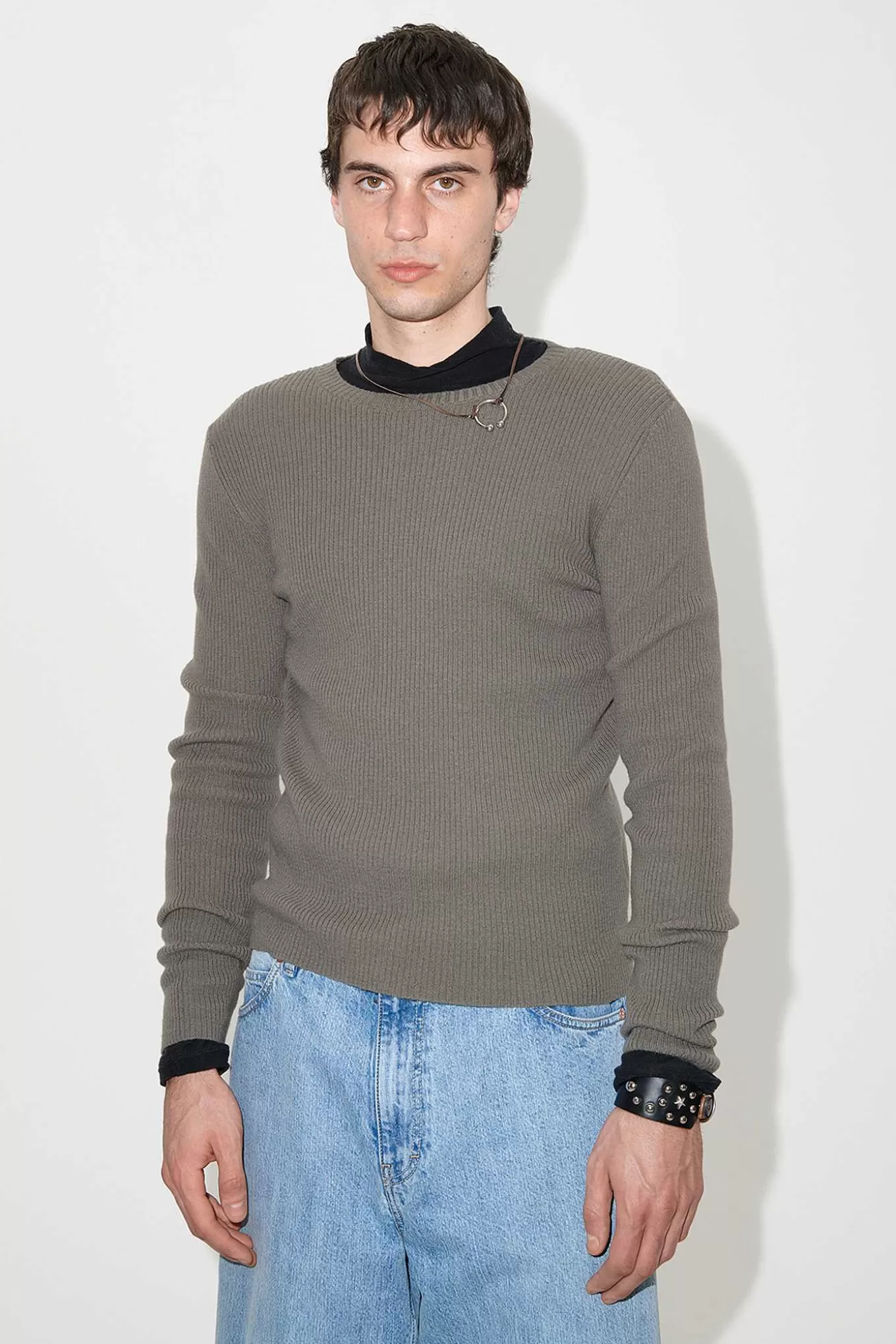 Our Legacy Stickat | Kompakt Roundneck Mole Grey Super Wool
