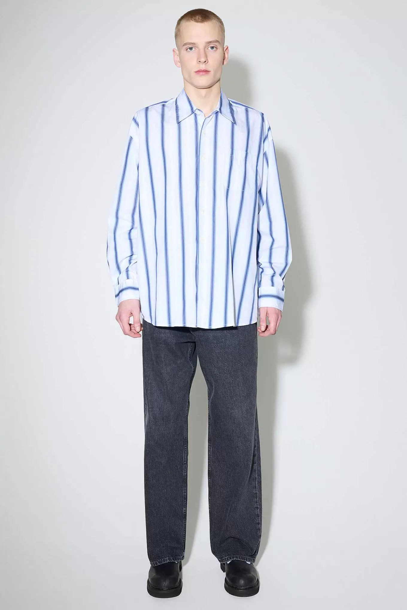 Our Legacy Skjorttyg | Lanad Skjorta Blue Crypto Stripe