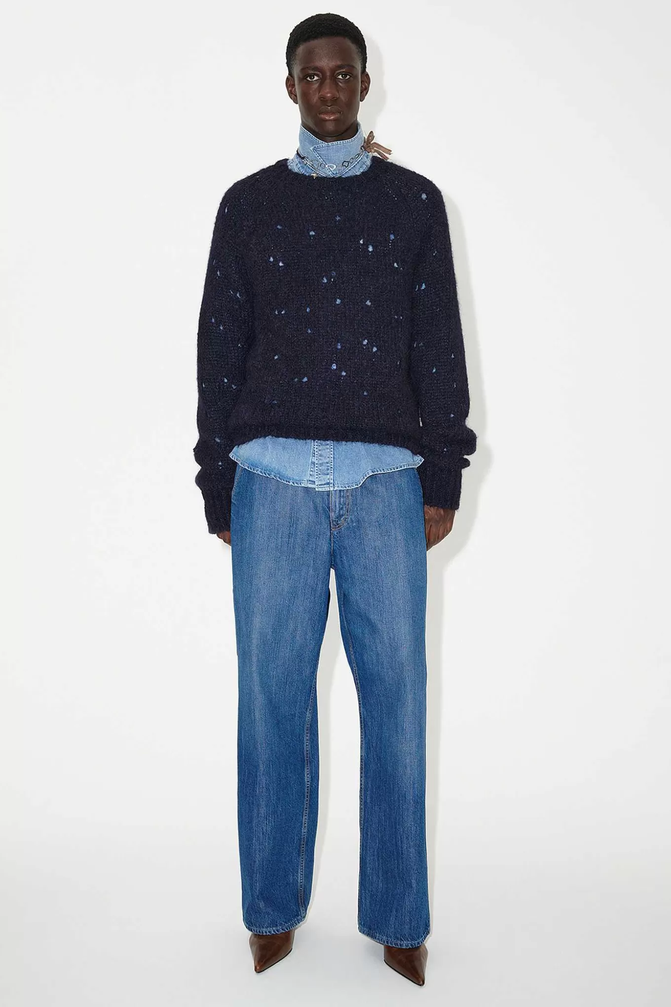 Our Legacy Stickat | Nal Drop Raglan Navy Fuzzy Mohpaca