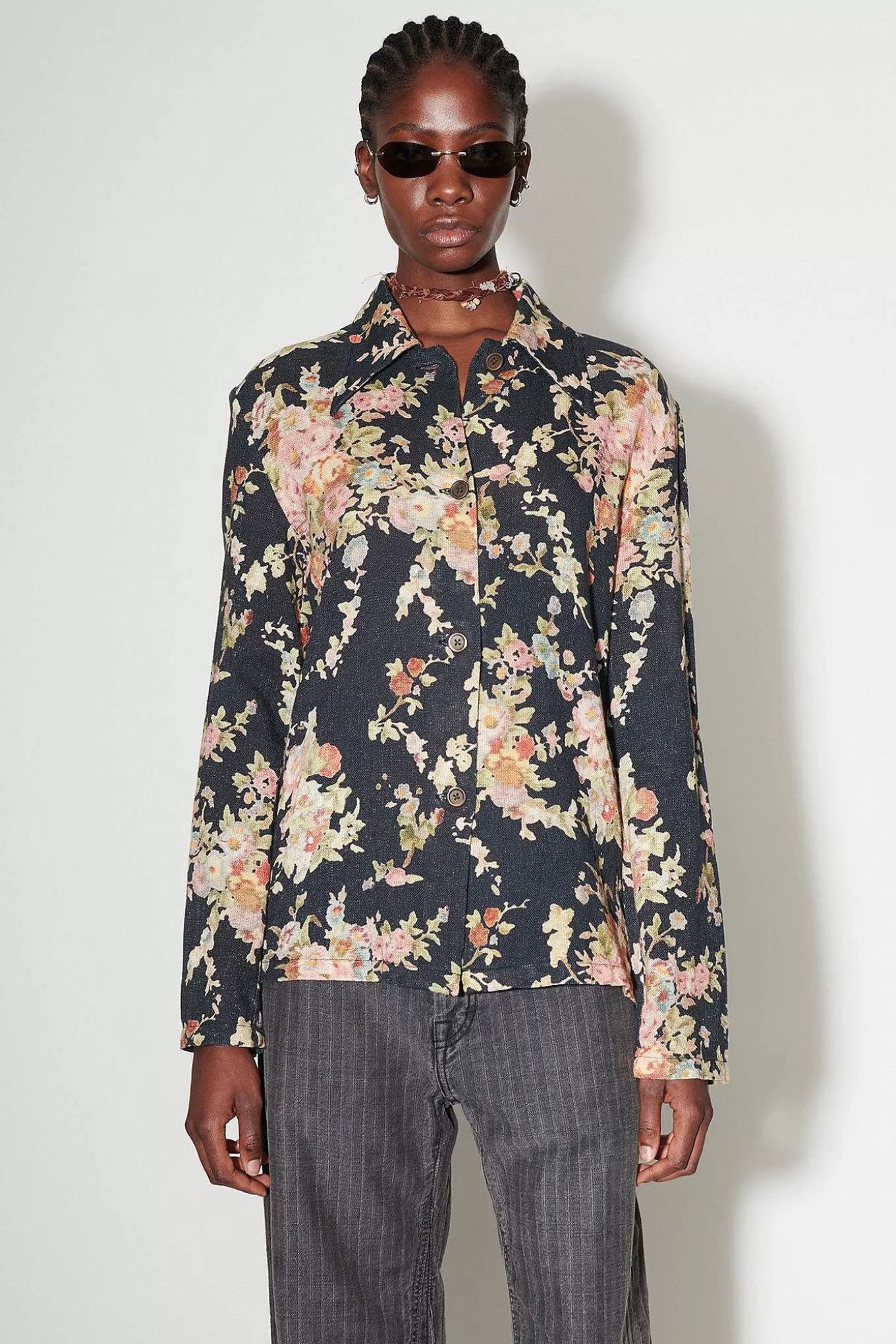 Our Legacy Skjorttyg | Sanctuary Shirt Svart Blommig Gobelangtryck