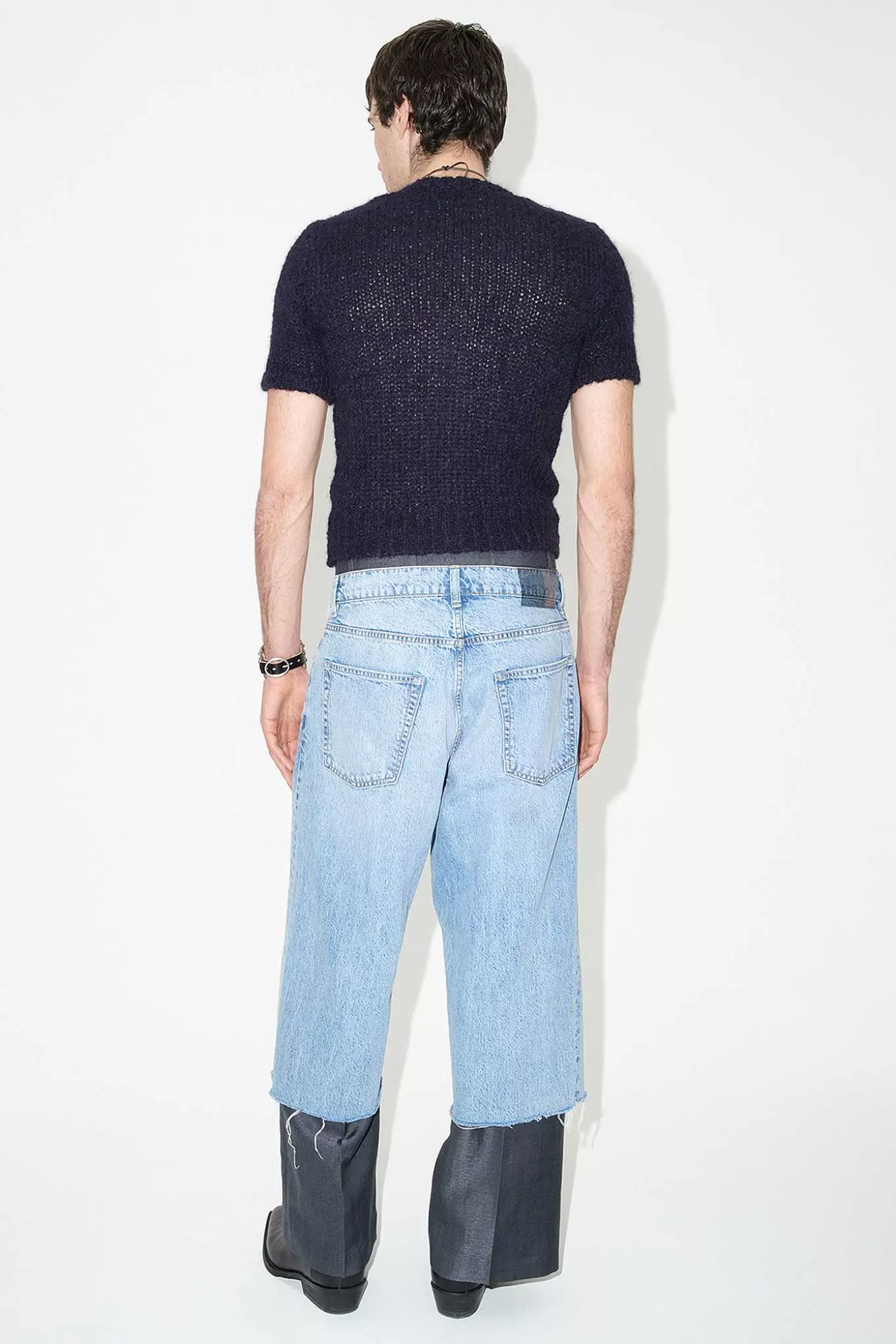 Our Legacy Stickat | Shrunken Shortsleeve Navy Fuzzy Mohpaca