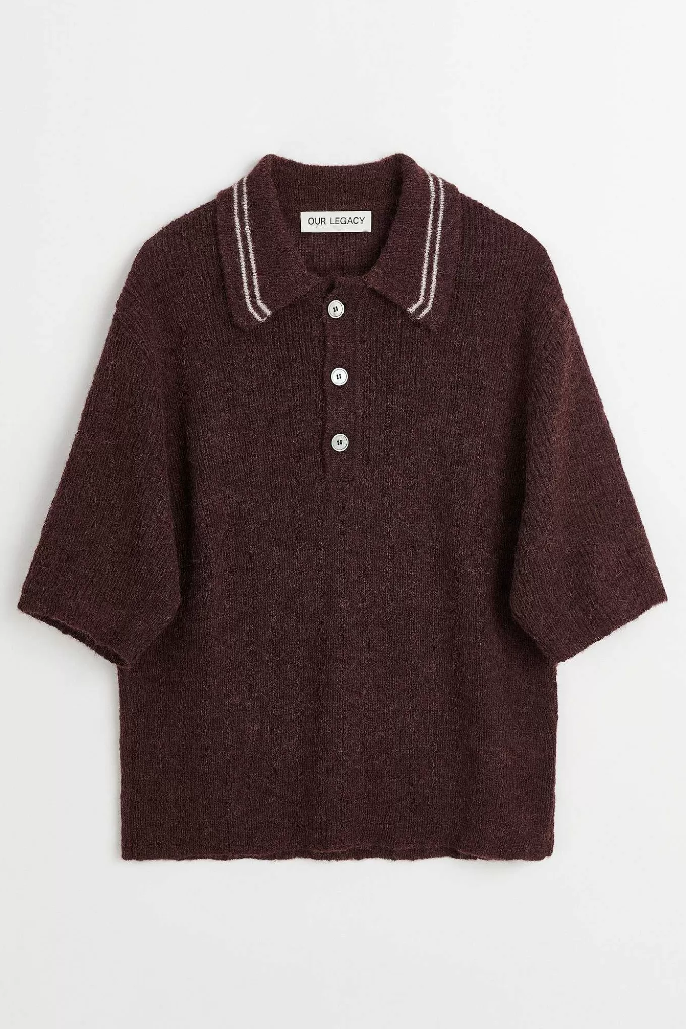Our Legacy Stickat | Traditionell Polo Euro Aubergine Fuzzy Alpaca